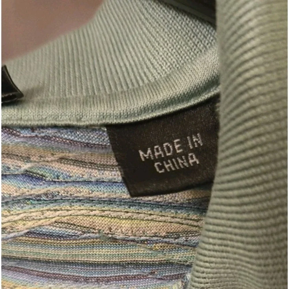 Bugatchi Uomo Mens Polo Shirt Size Large Wavy Striped Green‎ Short Sleeve